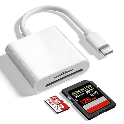 SXRBSSM Compact Dual Slot SD Card Reader USB Type C Designed for iPhone, iPad, and Mac, Transfer Rate 48 Mbps, Model Dandanbao-02