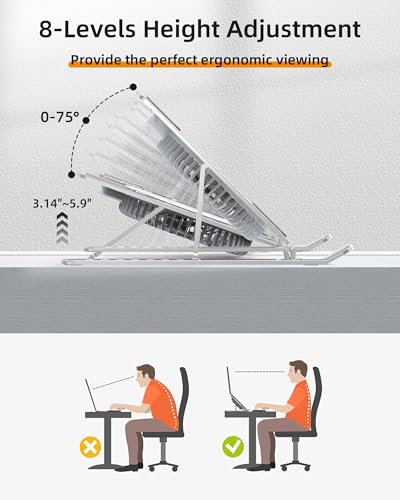 SHUWEI Portable Laptop Cooling Stand 17.3" Adjustable Aluminum Ultra-Lightweight Cooling Pad