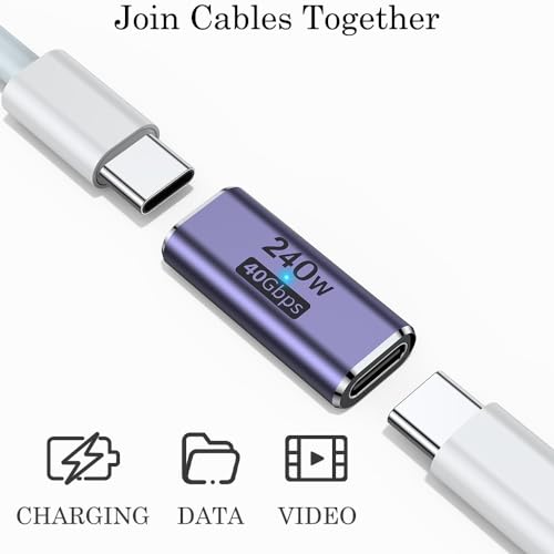 AuviPal 240W USB Type C Coupler 2-Port Adapter
