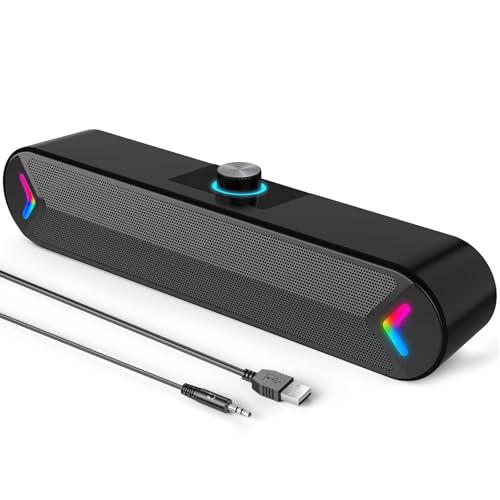 LENRUE 12.5 Inches A39PRO Black Stereo Soundbar Computer Speaker USB Powered Wired