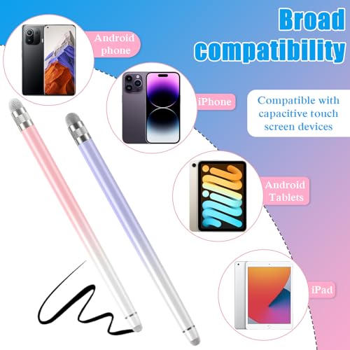 Bopomofo 2 Count Stylus Pen for Touch Screen Devices, Alloy Body, White Pink/White Purple