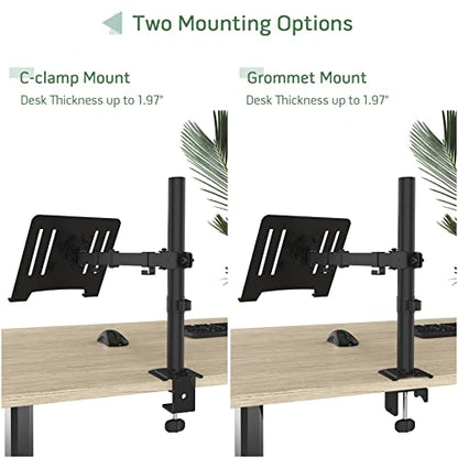 UPGRAVITY Adjustable Laptop Mount Model 756166874022, Single Arm, Clamp/Grommet Mounting, Up to 32inch Monitors or 17inch Notebooks, Supports 17.6lbs