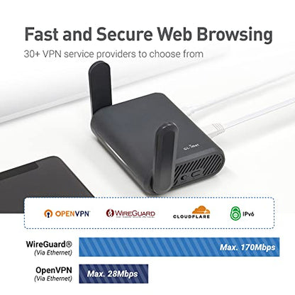 GL.iNet 4.65"L x 3.31"W x 1.30"H GL-A1300 1300 Mbps 2 Antennas Dual-Band Wi-Fi Router
