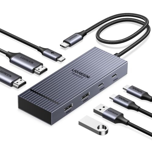 UGREEN 7 in 1 Docking Station 4K HDMI Dual Monitor Duo Display USB-C Hub 100W PD 10Gbps Data Ports - Model 45365