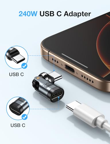 Aripps USB C Adapter 2-Pack USB Type C Right Angle Adapter 5A Power Plug Type C