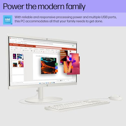 HP 21.45 inch All-in-One Desktop PC, 1920x1080, Intel N200, 8GB DDR5, 512GB PCIe SSD, Windows 11 Home, Cashmere White, Model B9KP6AA#ABA