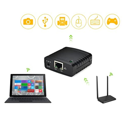 GOWENIC USB Printer Server, 10/100Mbps RJ45 Network Adapter