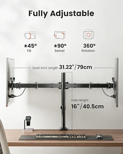 ErGear Dual Monitor Stand 13-32 Inches EGCM1 VESA Mount Adjustable Height Black