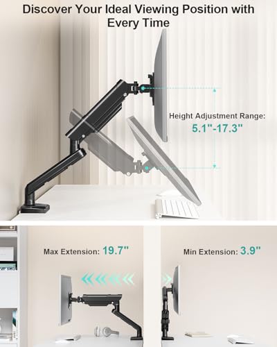 MOUNT PRO 13-32 inch Freelift Pro Black Tabletop Mount Monitor Arm Full Motion 45 Degree Tilt Adjustable Swivel