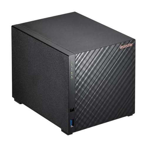 Asustor AS1204T 4-Bay NAS Network Attached Storage, Quad-Core 1.7GHz CPU, 2.5GbE, 1GB DDR4, Metal, Black