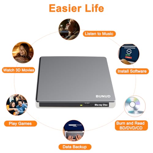 BUNUD 5IN1 BUNUD_5IN1 External Blu Ray CD DVD Drive USB 3.0 Type C