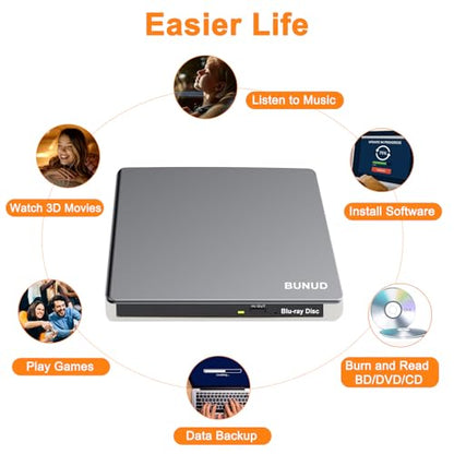 BUNUD 5IN1 BUNUD_5IN1 External Blu Ray CD DVD Drive USB 3.0 Type C