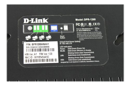 D-Link DPR-1260 Inkjet Print Server 600x600 dpi Monochrome