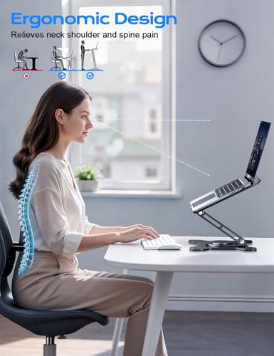 JCZT Tower Laptop Stand NH02Pro Black Adjustable 360° Rotating Durable Metal