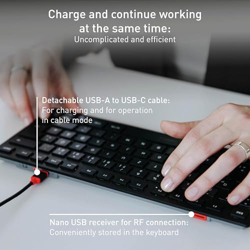 Cherry KW 9200 MINI Compact Wireless Multi-Device Keyboard Wireless and Wired Connections