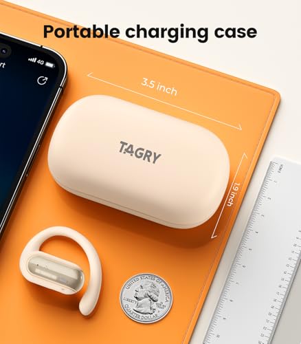 TAGRY Open-Ear Earbuds A12 Wireless Bluetooth 5.4 with 40 Hours Playtime and IPX7 Waterproof