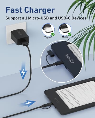 KENHAO 6 Feet USB A to Micro USB and USB Type C Cable