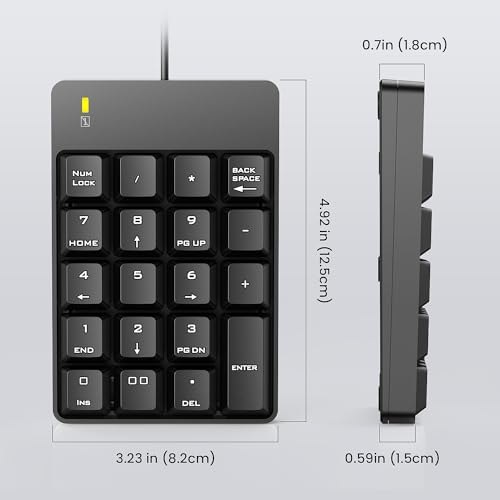 TechGarden Wired Numeric Keypad USB Compatible 19 Keys Ergonomic Plastic Office Black