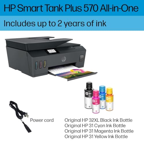 HP Smart Tank Plus 570 Multifunction Ink Tank Printer, 1920 x 1080 Resolution, LED Display, Color Output