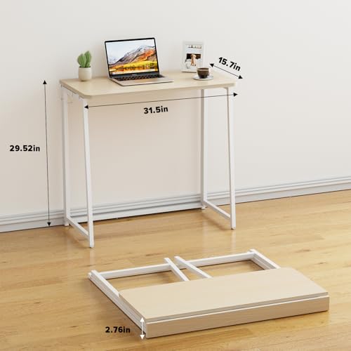 WOHOMO Small Folding Desk ASCOLI-OAK-DH-WOM Computer Desk Light Oak Engineered Wood Space Saving