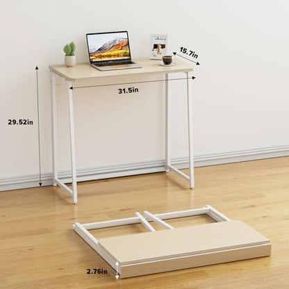 WOHOMO Small Folding Desk ASCOLI-OAK-DH-WOM Computer Desk Light Oak Engineered Wood Space Saving