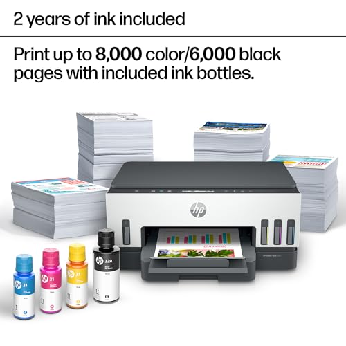 HP Inkjet All-in-One Printer Smart Tank 7001 Auto-Duplex Wireless Color Copier Scanner 4800x1200dpi