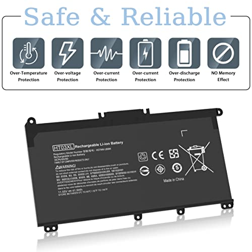VNYUNQWE 1 Count HT03XL Laptop Battery 41.9 Wh 11.55 V Lithium Ion Black