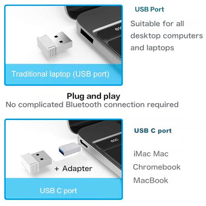 PEIBO Bluetooth Wireless USB/USB C Adapter Mouse Model 8541646059 Optical 1600DPI Computer Mouse