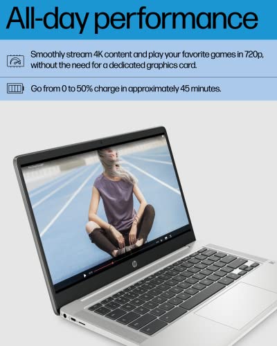 HP 14a-na0226nr 14" Chromebook Laptop 1366 x 768 Intel Celeron N4120 4 GB DDR4 64 GB eMMC