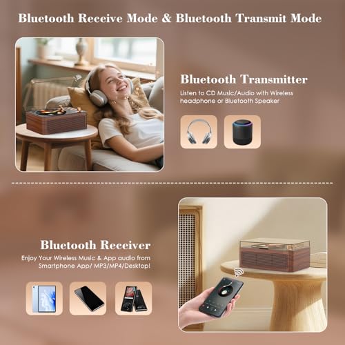 Kegaudio Portable CD Player K-Y01118 Auxiliary Dual Channel Dark Walnut
