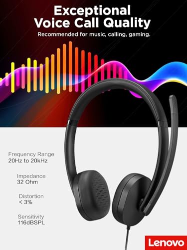 Lenovo 7.28 x 74.8 x 2.36 inches 4XD1P83425 USB-A Wired Stereo Headset