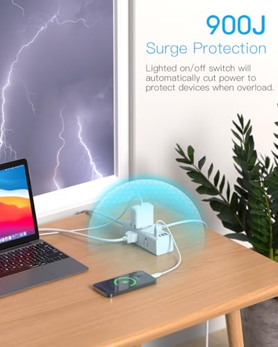 One Beat 10 Count 125 Volts OB6W3C Surge Protector Power Strip with 10 Outlets and 3 USB Ports
