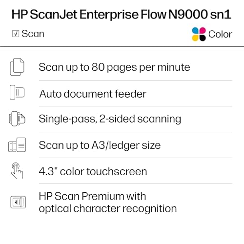 HP 600 dpi N9000 sn1 Envelope Scanner, Ethernet, USB