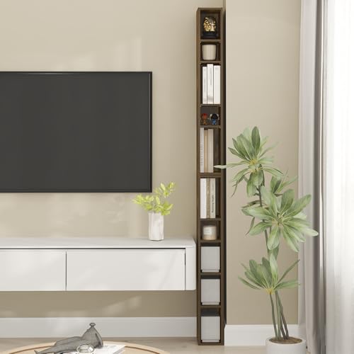 Furinno FULDA 10-Tier Bookcase, 78.74" Height, Amber Pine Finish, Engineered Wood Construction