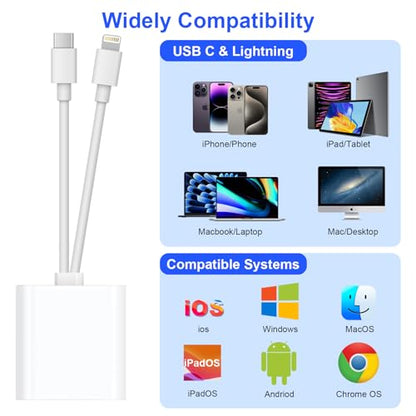 Denlane SD Card Reader 2 Ports USB Type C Lightning Compatible Devices