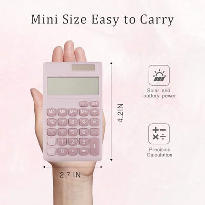 Yritioa 4.72" MN-C-pink LCD 8-Digit Solar Powered Basic Business Calculator