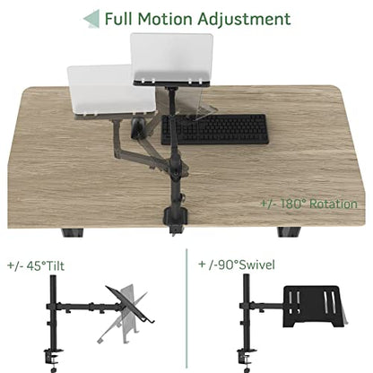UPGRAVITY Adjustable Laptop Mount Model 756166874022, Single Arm, Clamp/Grommet Mounting, Up to 32inch Monitors or 17inch Notebooks, Supports 17.6lbs