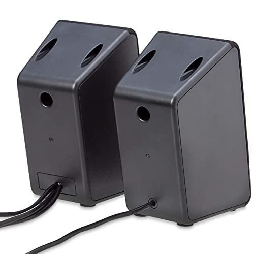 Amazon Basics 2.0 Stereo USB-Powered Speakers U213, 2.1 Watts Output, 3.5mm Aux Input, Portable, Black