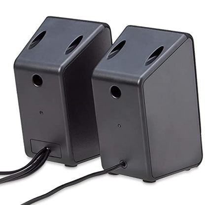 Amazon Basics 2.0 Stereo USB-Powered Speakers U213, 2.1 Watts Output, 3.5mm Aux Input, Portable, Black