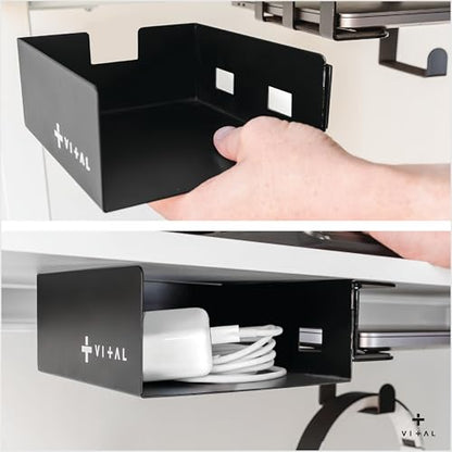 VI+AL 6x2x2 Carbon Steel Under Desk Laptop Mount - Mat Black - B0CK1H6M9M