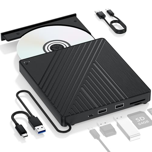LLMHHKYK 5-in-1 External Blu-ray Drive BD051 USB 3.0 & Type-C Optical Drive