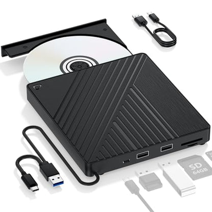 LLMHHKYK 5-in-1 External Blu-ray Drive BD051 USB 3.0 & Type-C Optical Drive
