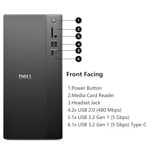 Dell 12.76in Computer Tower ECT Windows 11 Pro 16GB DDR5 1TB PCIe Intel i3-14100