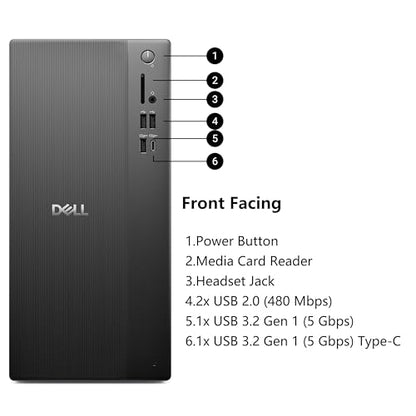 Dell 12.76in Computer Tower ECT Windows 11 Pro 16GB DDR5 1TB PCIe Intel i3-14100