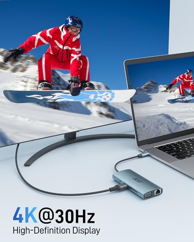 Acer 4K USB C Hub ODK390 4K HDMI 5Gbps Aluminum 9-Port USB Adapter