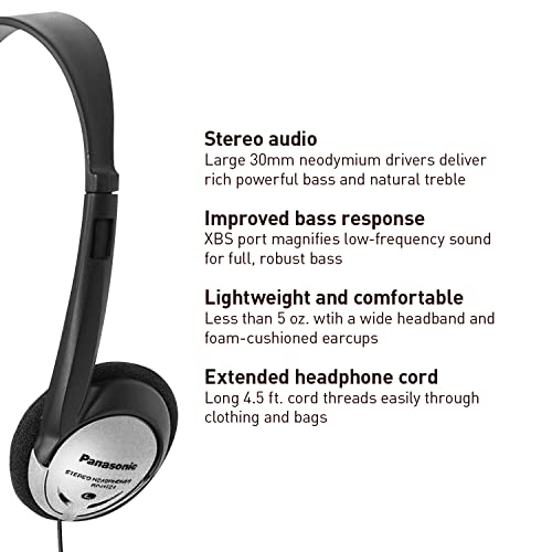 Panasonic RP-HT21 On Ear Headphones 16Hz-22kHz Wired Connectivity