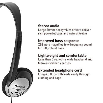 Panasonic RP-HT21 On Ear Headphones 16Hz-22kHz Wired Connectivity