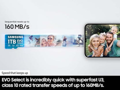 Samsung 512GB MicroSDXC Memory Card MB-ME512SA/AM, 160MB/s Read Speed, Class 10, V30, UHS-I, A2