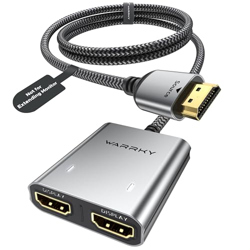 Warrky HDMI Splitter 1 In 2 Out - 4K UHD Resolution - Model WARRKY-AV-H02 - USB-C Powered