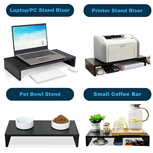 TEAMIX 20 Inch DS500-B Monitor Stand Riser Wood Ergonomic Desktop Organizer